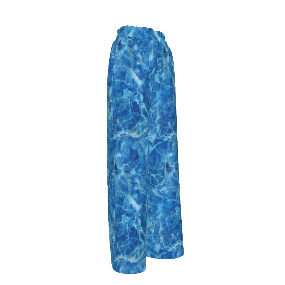 Blue Marble Faux Silk Women's Summer Pants