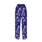 Summer Flowers Faux Silk Women's Summer Pants - Dark Blue