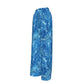 Blue Marble Faux Silk Women's Summer Pants