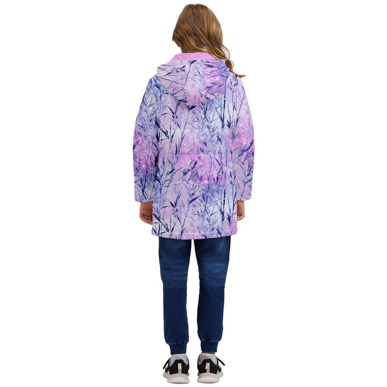 Pink Branches and Snow Kids' Longline Puffer Jacket