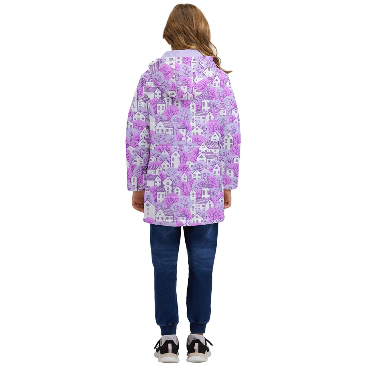 Winter Town Kid's Longline Puffer Jacket pink