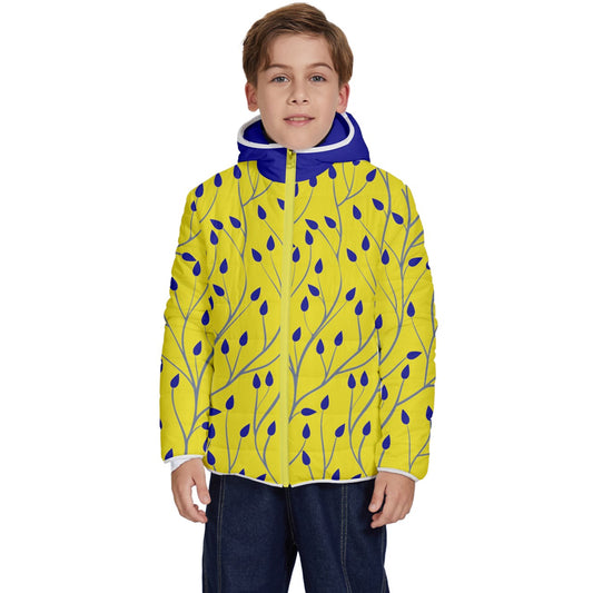 Fall Branches Kids' Quilted Jacket - yellow