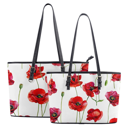 Poppies PU Leather Tote Bags (2 sizes)
