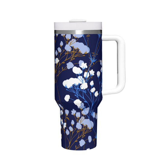 Cotton Flowers 40oz Insulated Tumbler with Handle