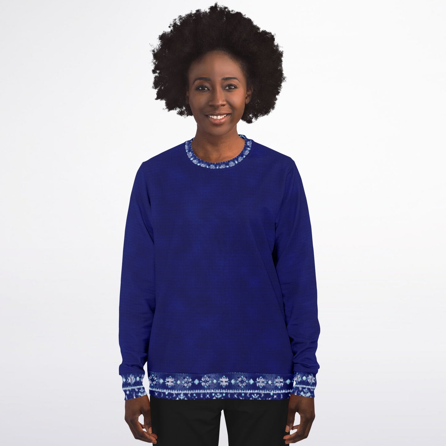 Blue Unisex Sweater with Ukrainian traditional border