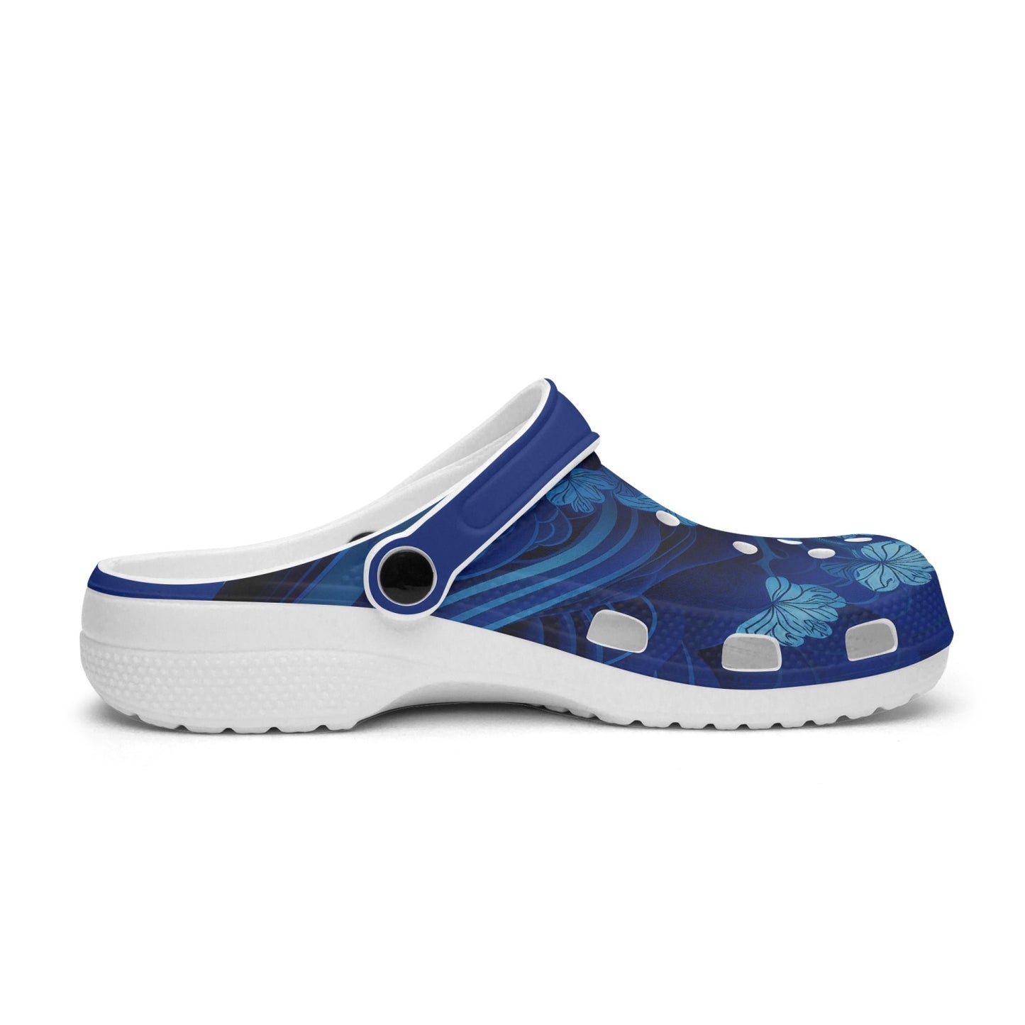 Waves & Flowers Clogs - blue