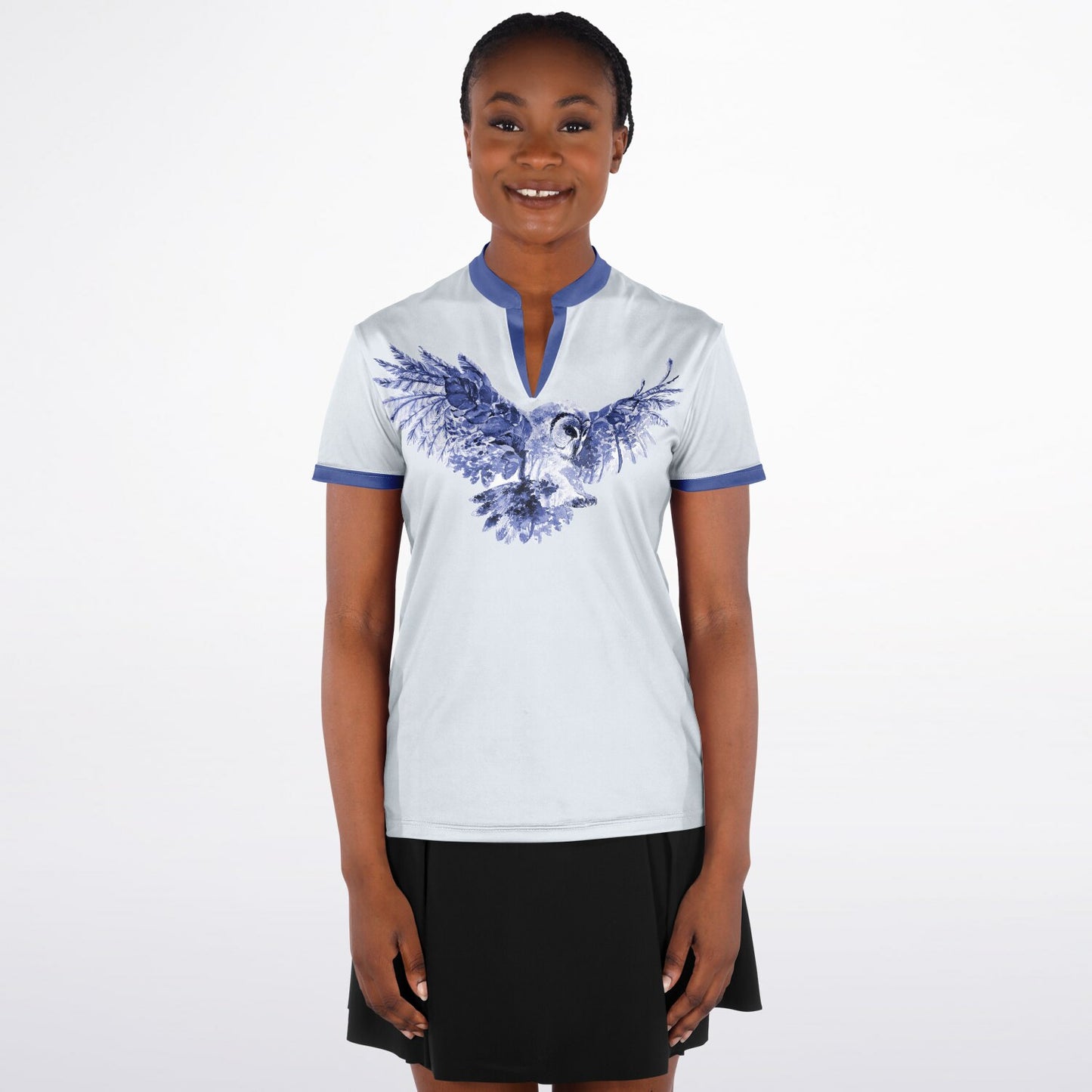 Flying Owl Women's Polo Shirt - Stand Up Collar - No Buttons - 100% Recycled Polyester
