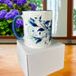 Blue Hearts Swirl 11 oz Mug with Colored Rim and Handle