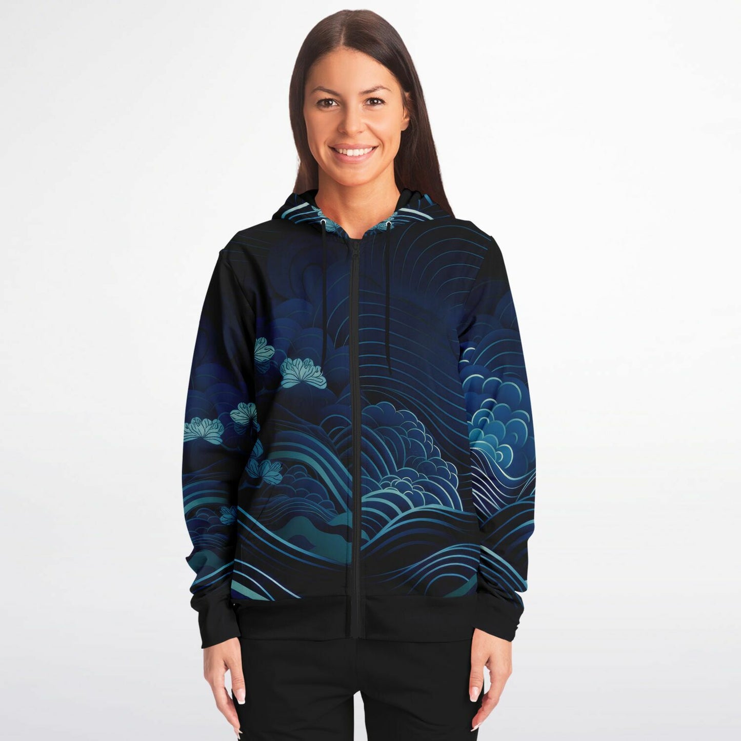 Waves&Flowers Fashion Zip Hoodie