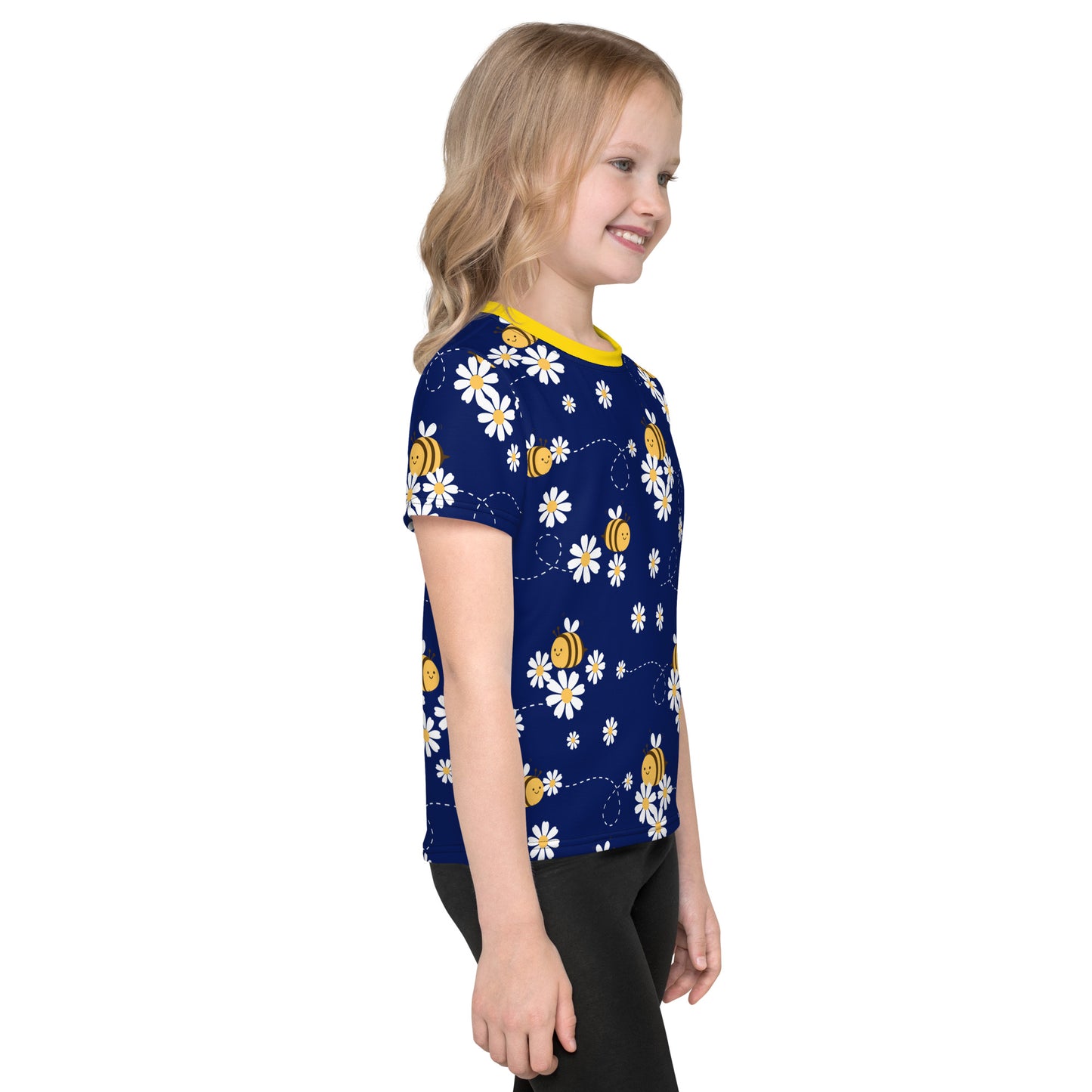 Bees and Daisies Kids crew neck t-shirt