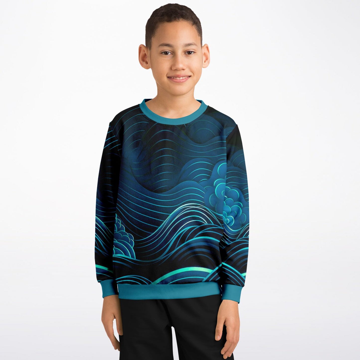Waves Kids Sweatshirt - blue-green