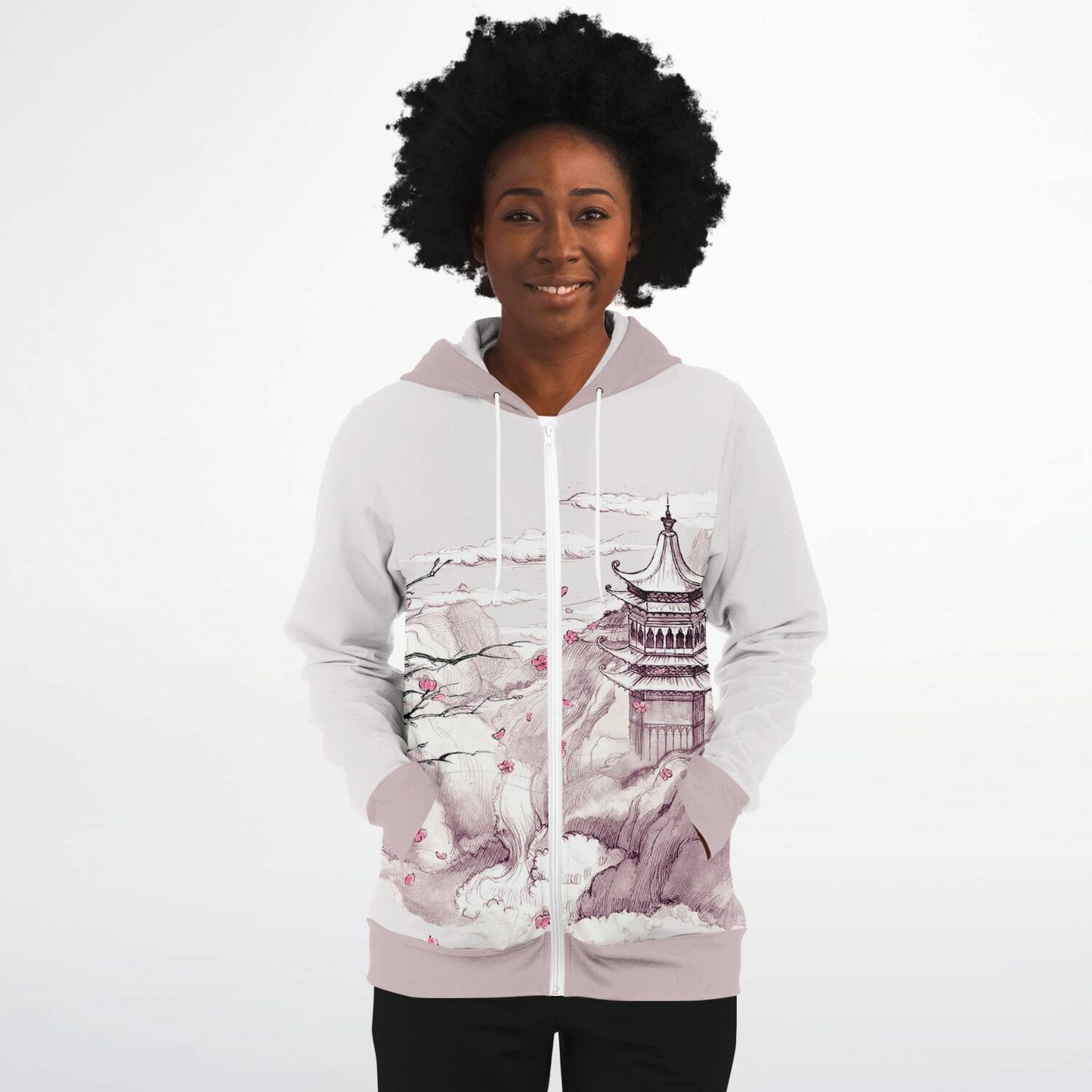 Pink Mountain Zip Hoodie