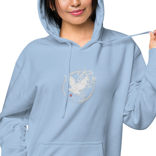 Japanese Crane Large Unisex pigment-dyed hoodie (6 colors)