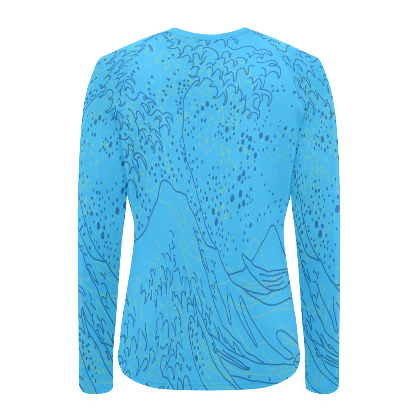 Bright Blue and Green Waves Women's Swim Shirt