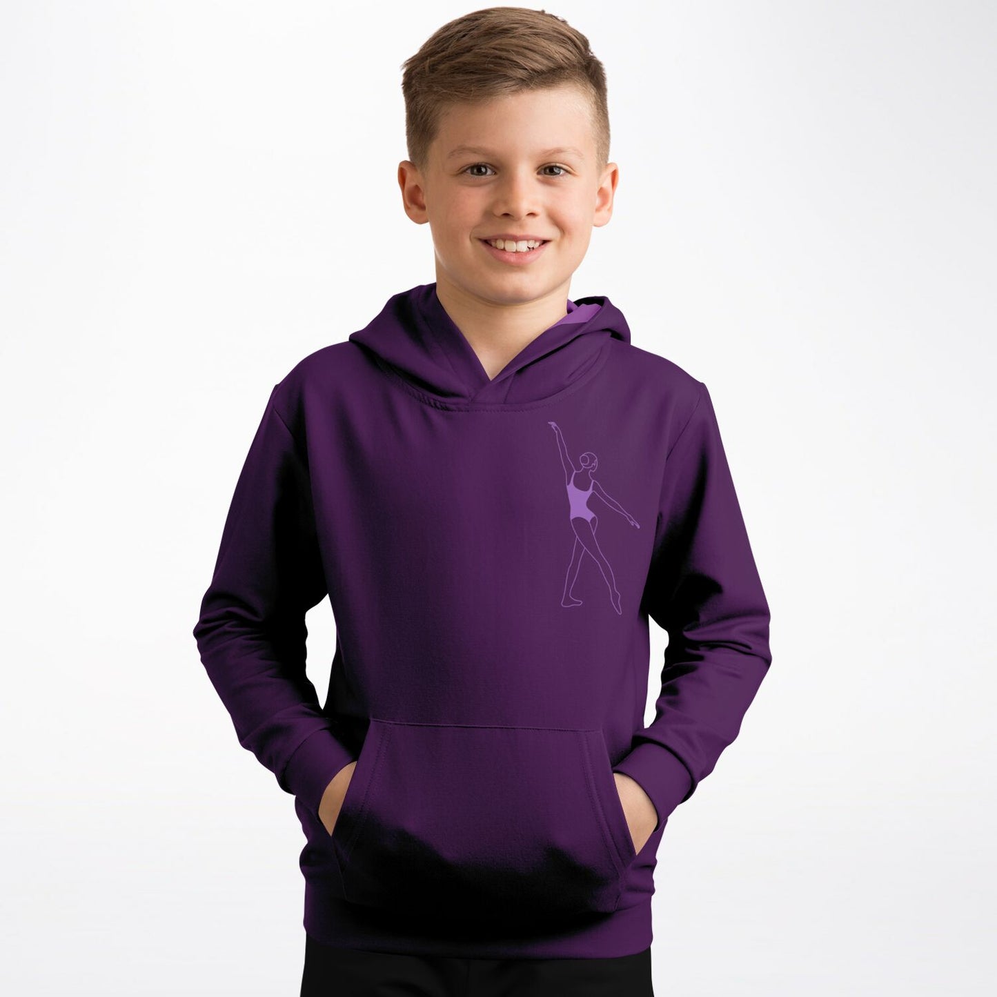 Purple Gymnast Girl Kids Hoodie