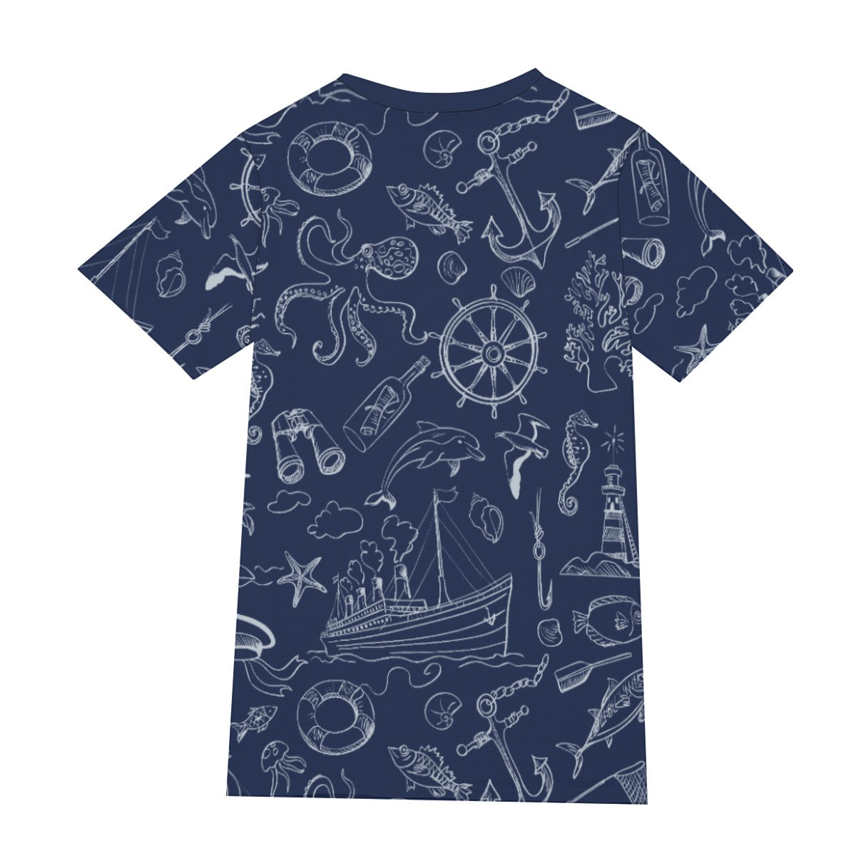 Dark Blue Marine Cotton T-shirt -full cover
