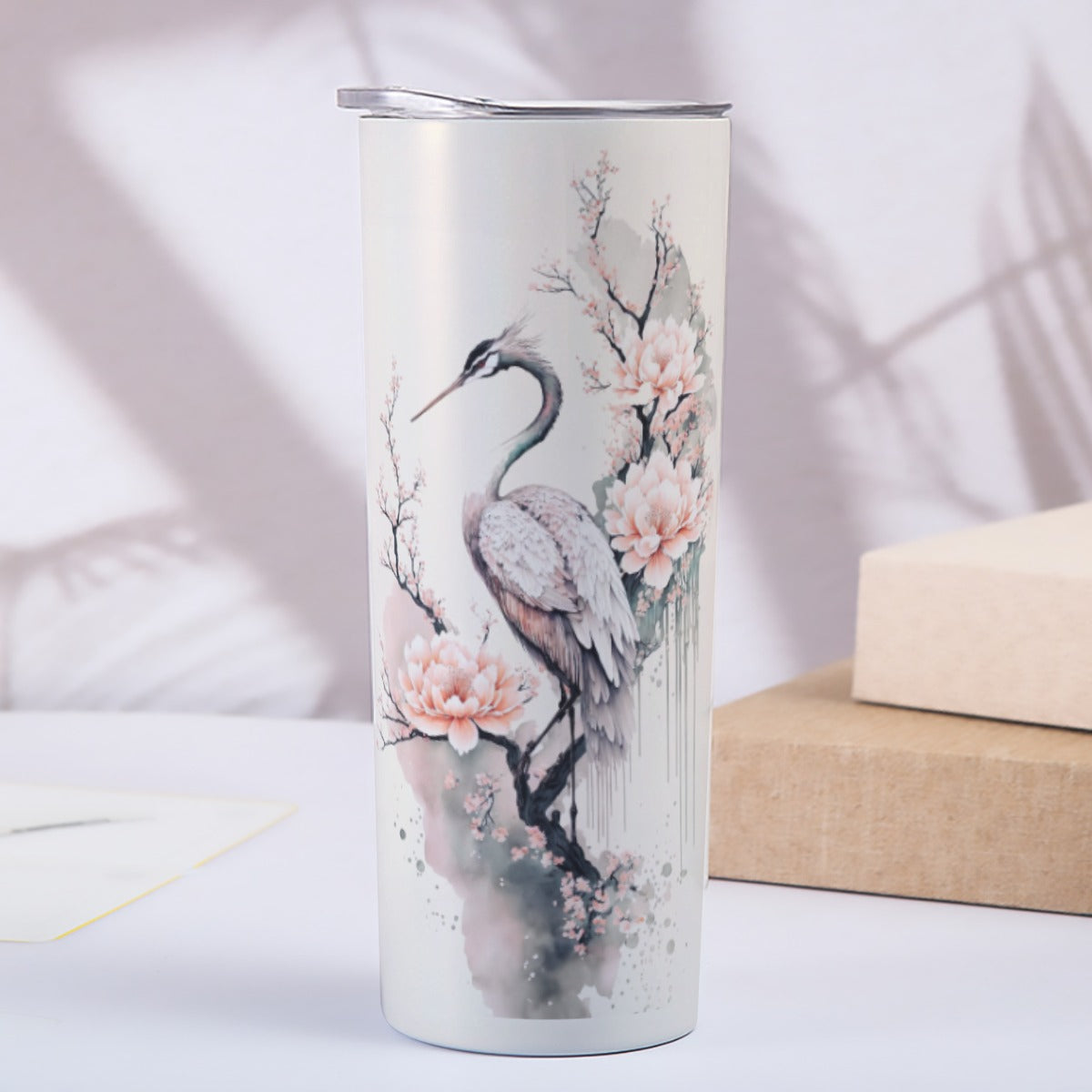 Asian Crane 20 oz Skinny Tumbler Stainless Steel