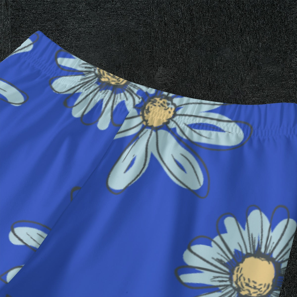 Daisies on Dark Blue Kid's Pajamas With Wide Ankles