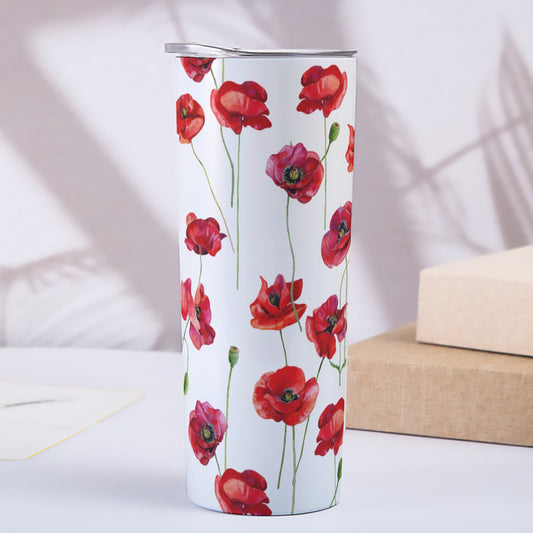 Red Poppies 20oz Skinny Tumbler Stainless Steel