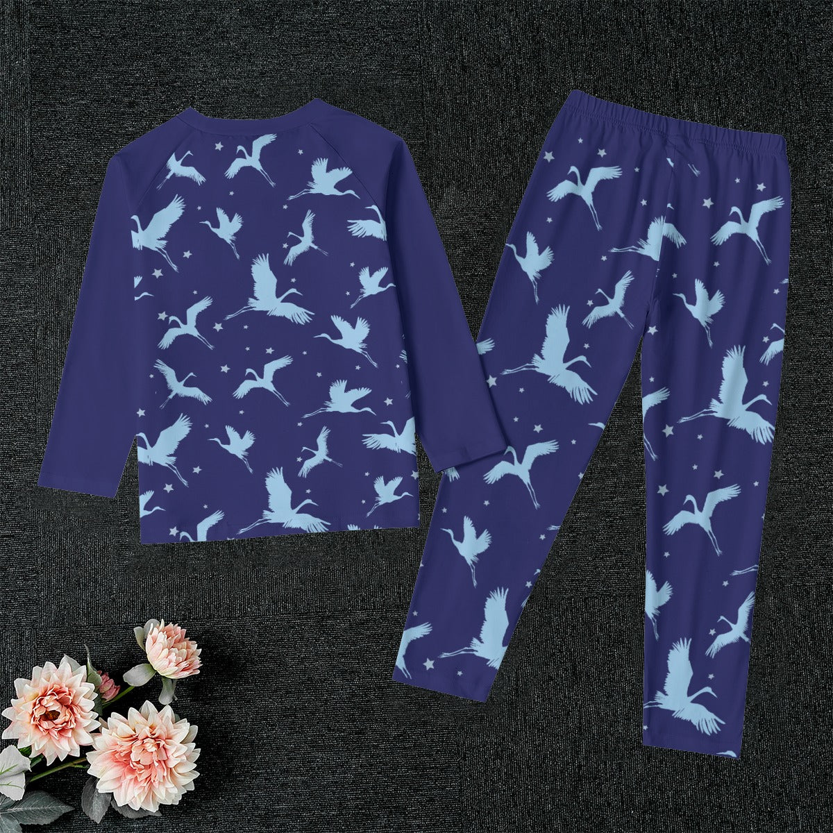 Cranes and Stars Kid's Pajamas With Wide Ankles