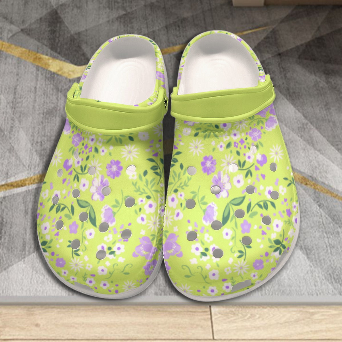 Summer Flowers Green Women's Classic Clogs
