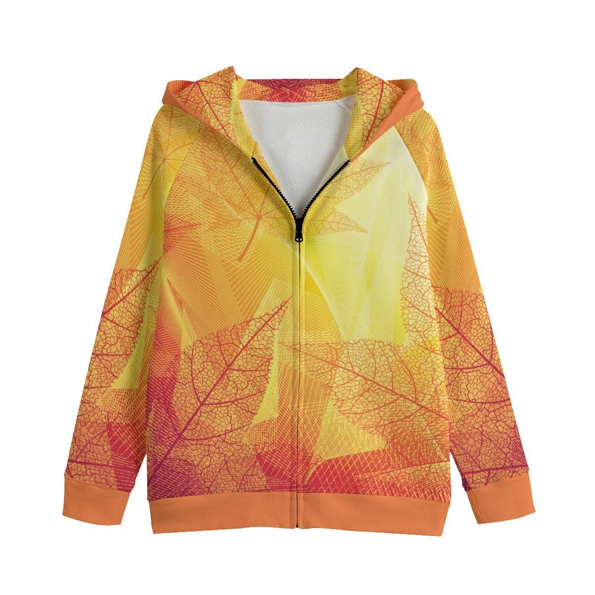 Fall Leaves Kids Cotton Zip Hoodie