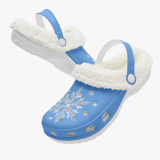Blue Snowflake Lined Winter Clogs (Big Kids to Adult Sizes)