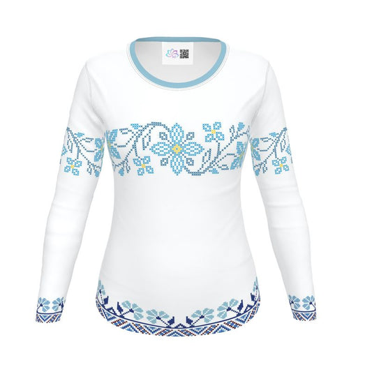 Blue Flowers Ukraine Pattern T-shirt - Slim Fit