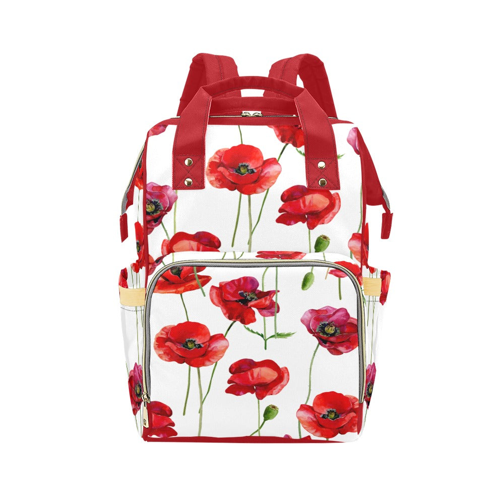 Red Poppies Multipurpose Backpack/Diaper Bag