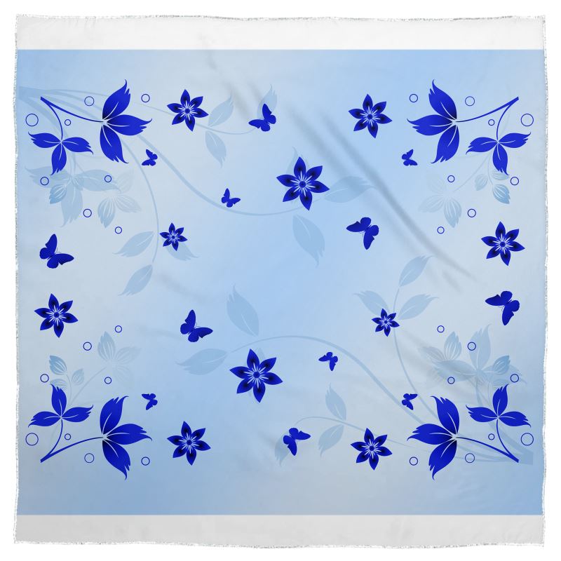 Blue Flowers Scarf Wrap