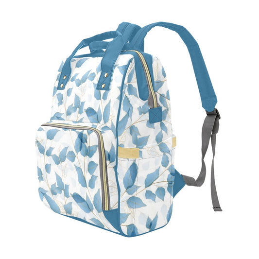 Blue Leaves Multipurpose Backpack/Diaper Bag
