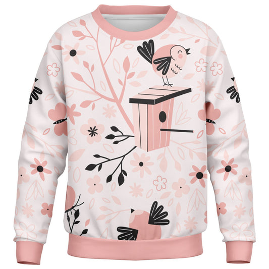 Spring Birds Pink Kids Sweatshirt
