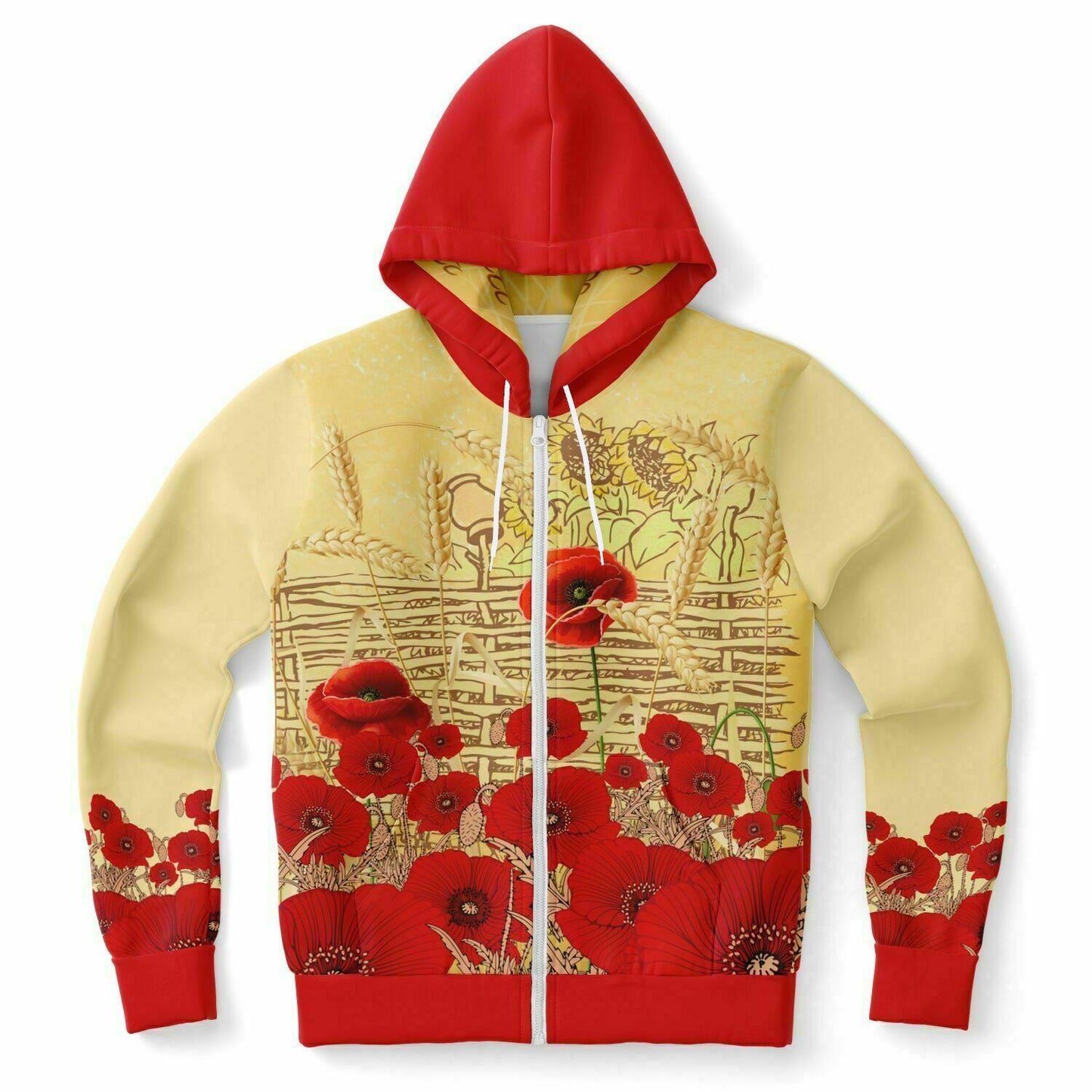 Ukraine Poppies Zip Hoodie