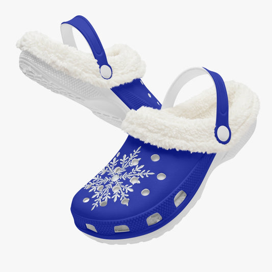 Dark Blue Snowflakes Lined Clogs (Big Kids to Adult Sizes)