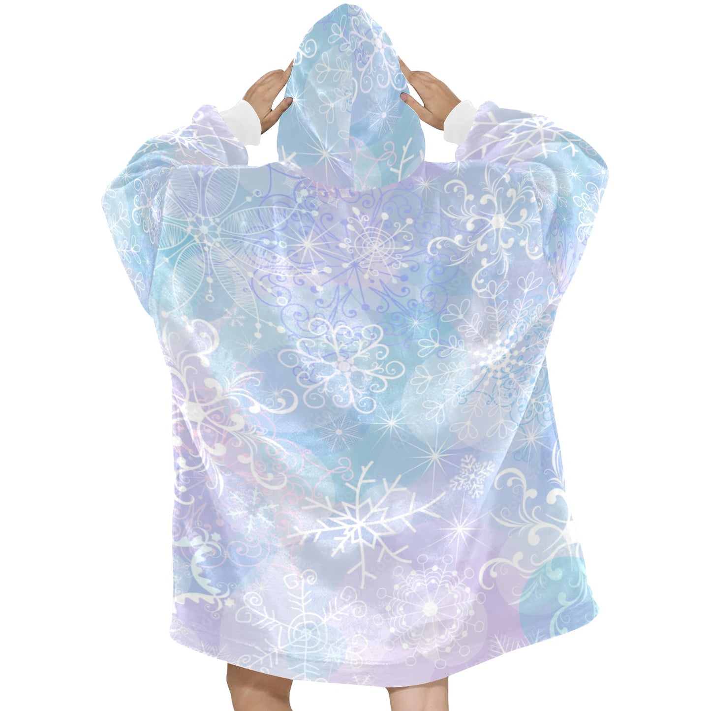 PinkSnowflakesBackground1 Blanket Hoodie for Women