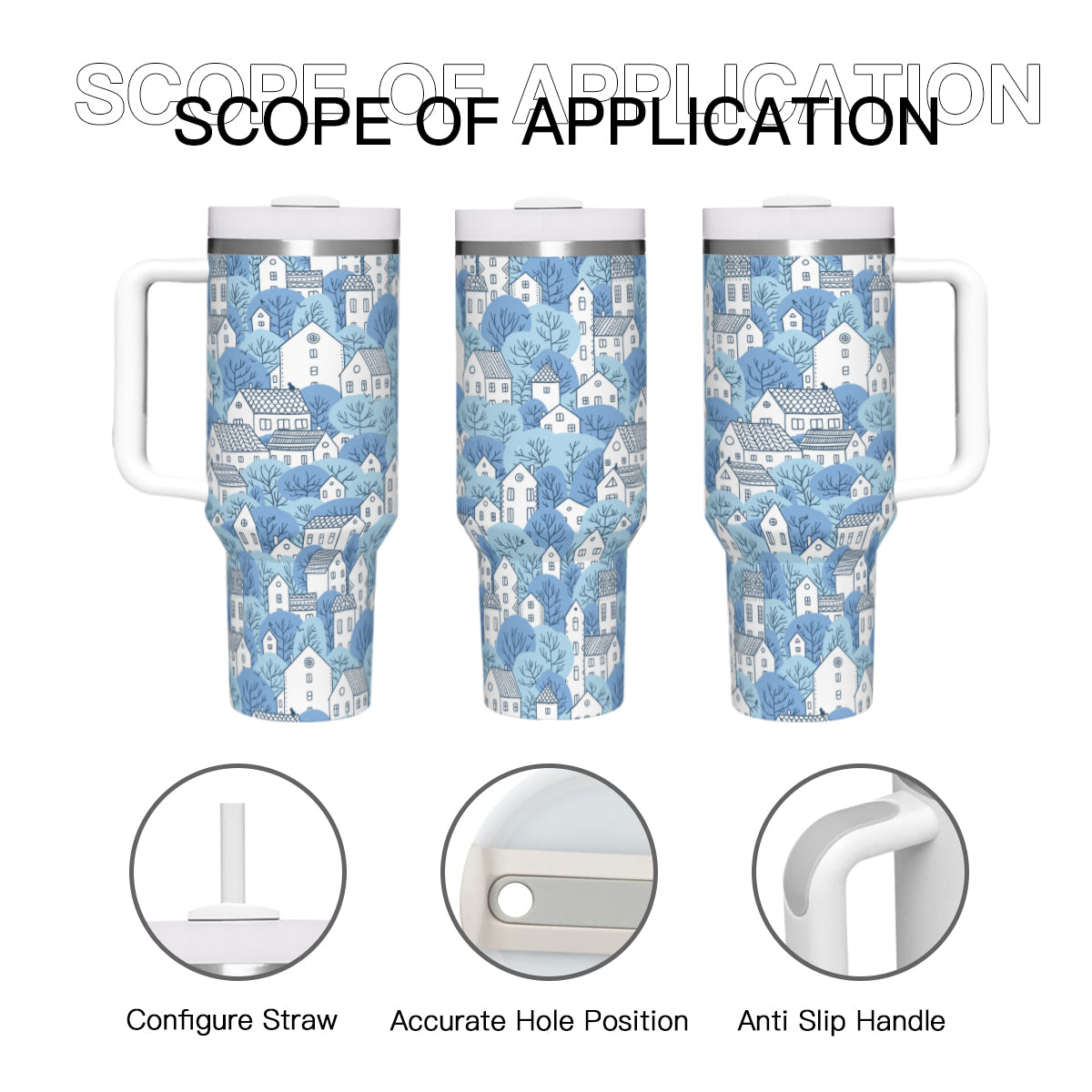 Copy of Winter Town 40oz Tumbler with Handle Stainless Steel