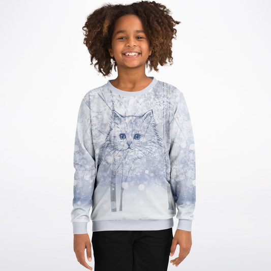 Winter Cat Kids Sweatshirt