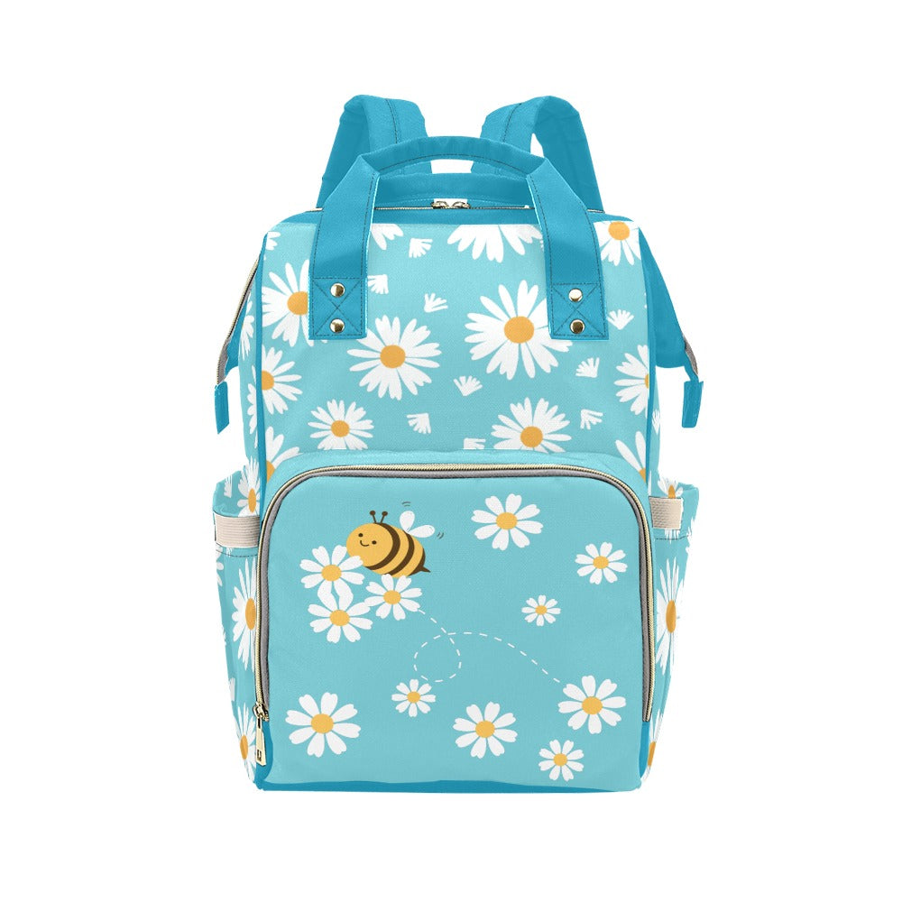 Blue Daisies 2 Multipurpose Backpack/Diaper Bag