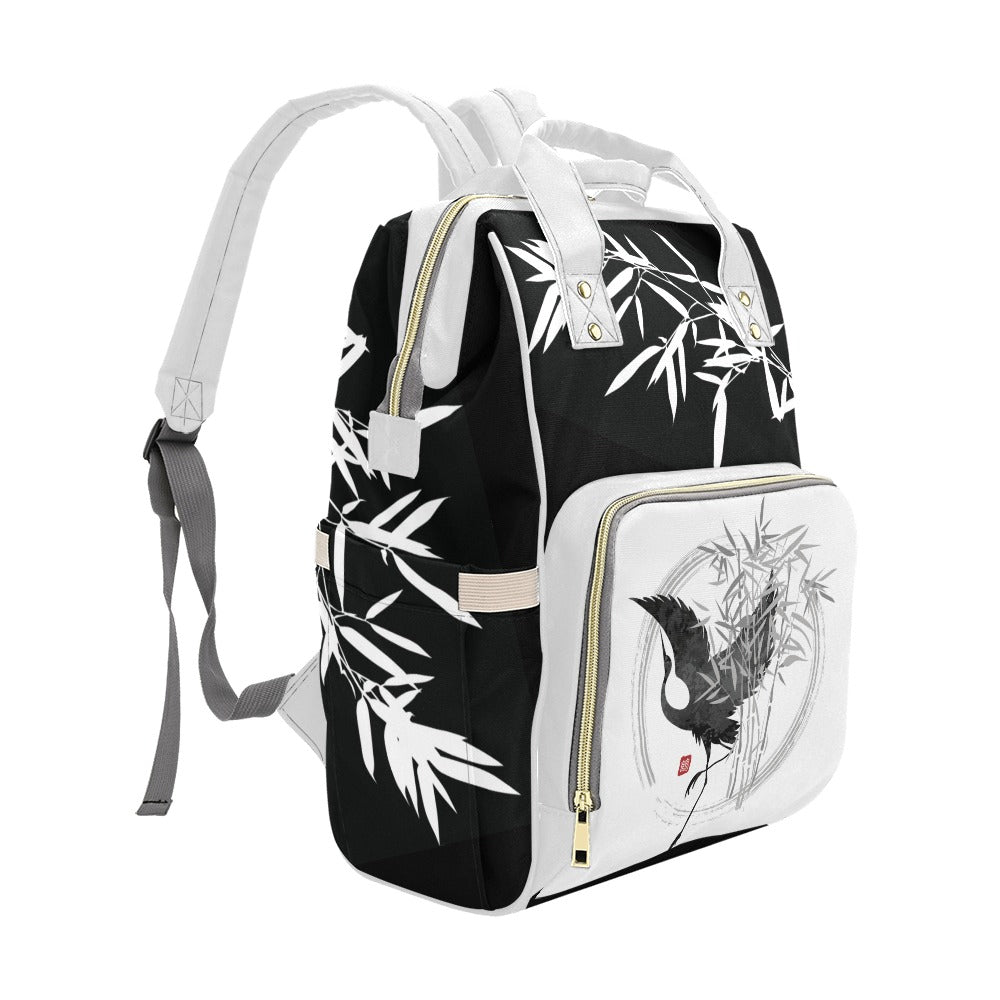 Bamboo and Crane Multipurpose Backpack/Diaper Bag