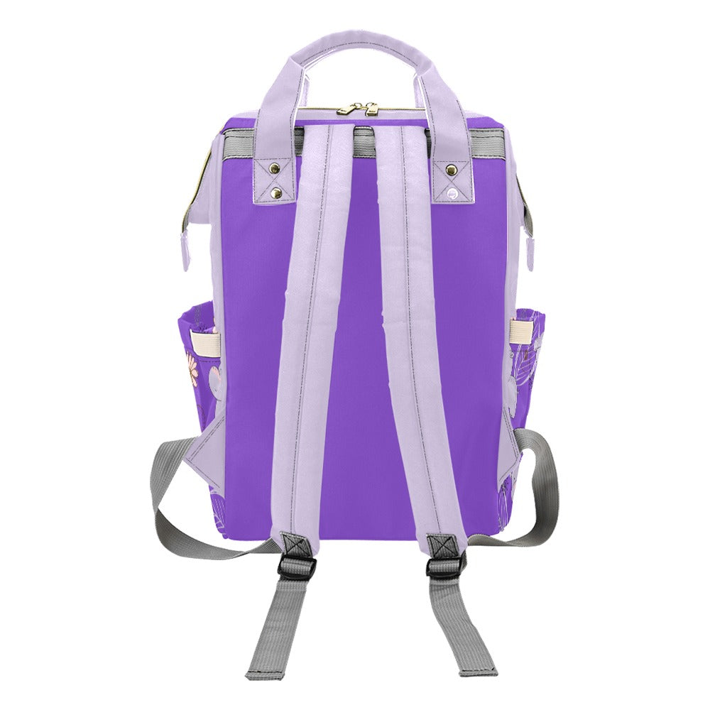 Bright Purple Hippos Multipurpose Backpack/Diaper Bag
