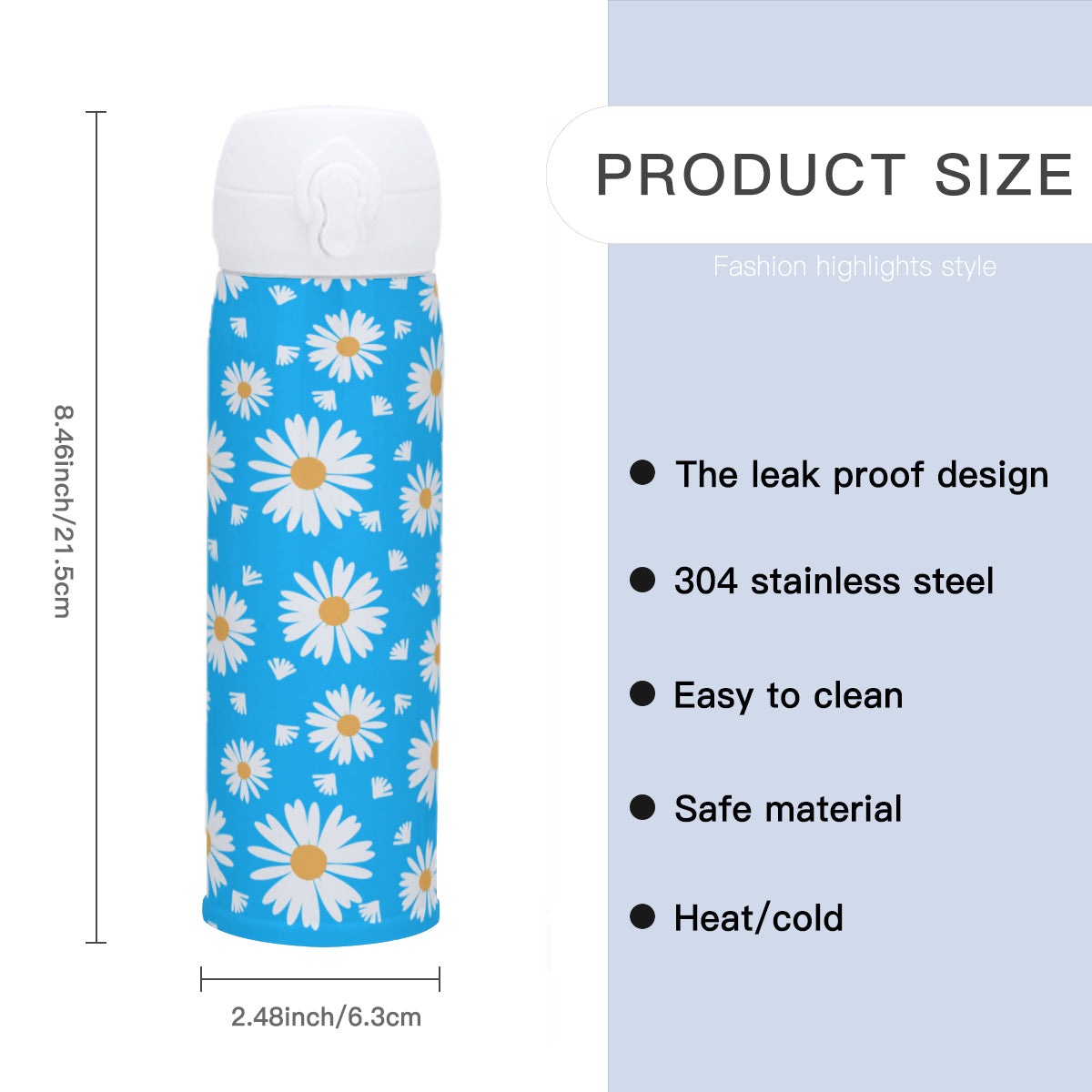 Daisies Outdoor Tumbler (354ml/12oz) | Stainless Steel 304 - light blue