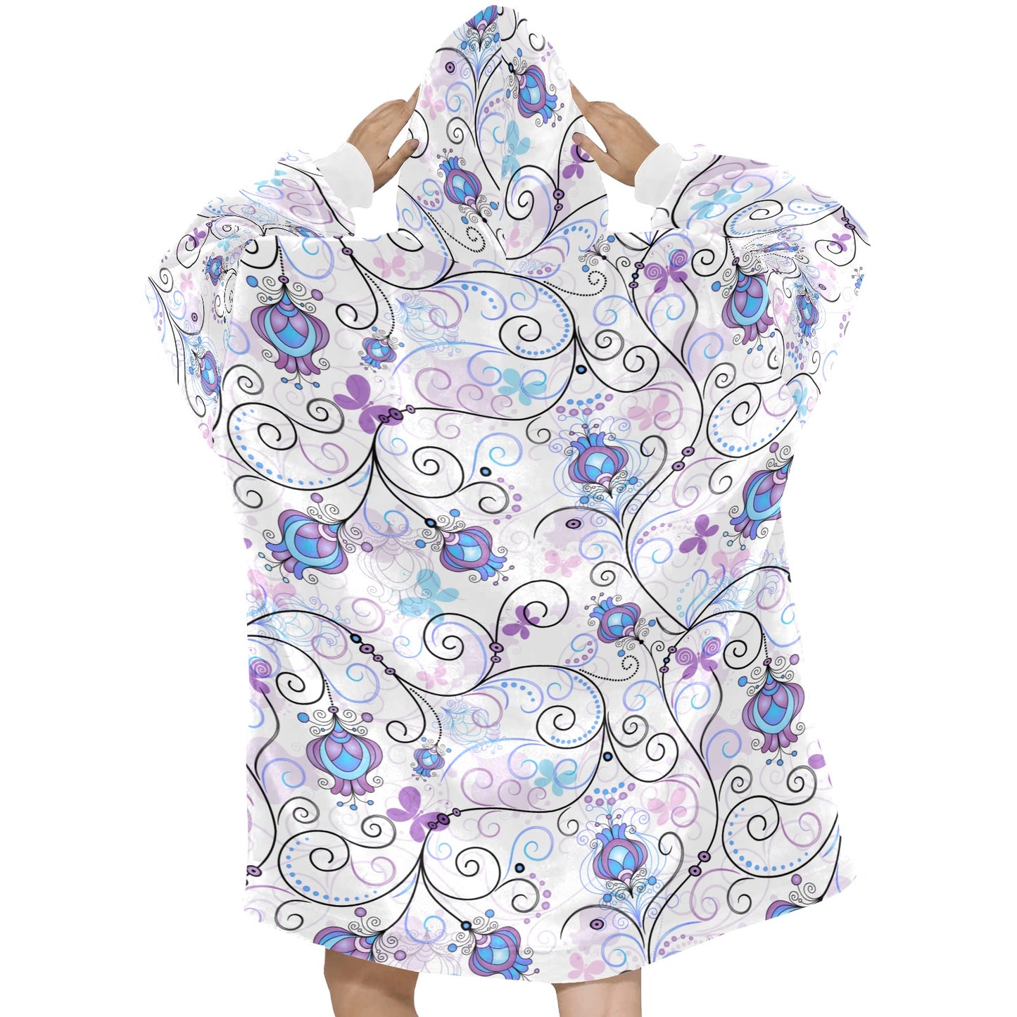 PurpleFlowers1-large Blanket Hoodie for Women