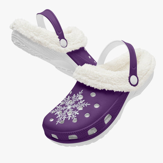 Purple Snowflake Lined Clogs - in stock
