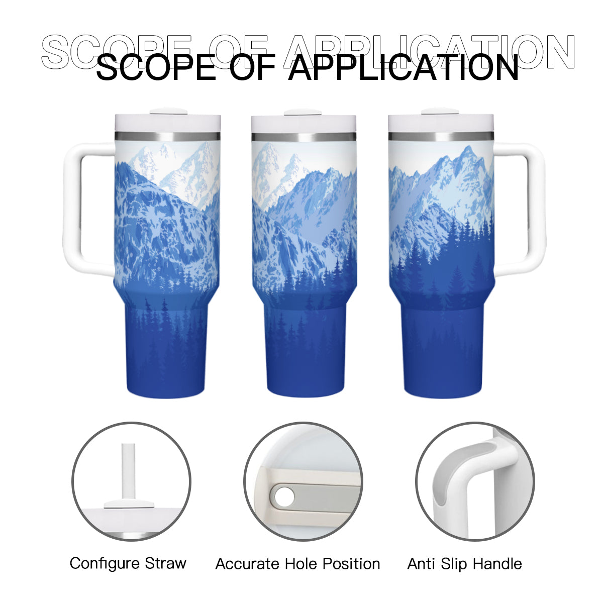 Copy of Snow Mountains 40oz Tumbler with Handle Stainless Steel