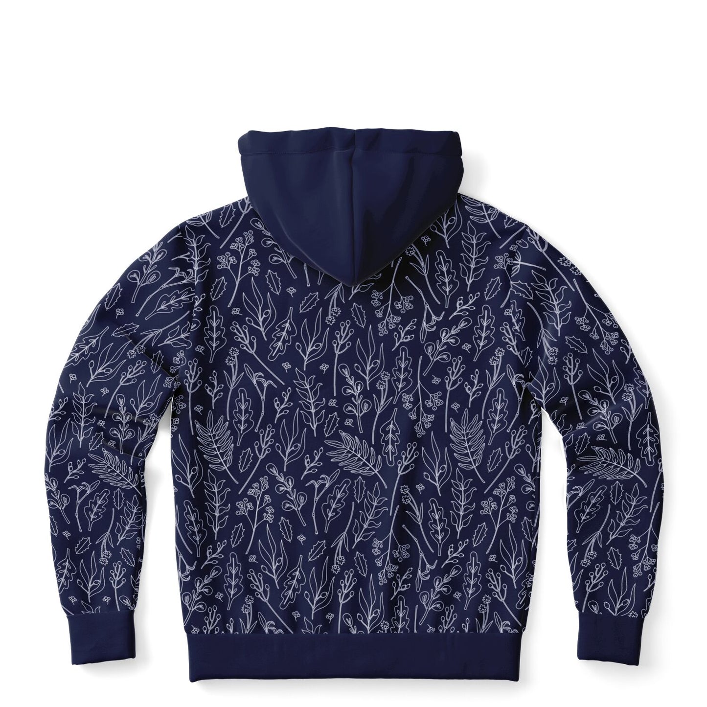 Blue Silver Leaves Zip Hoodie - extra bright