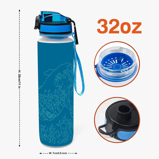32oz Blue Wave Water Tracker Bottle