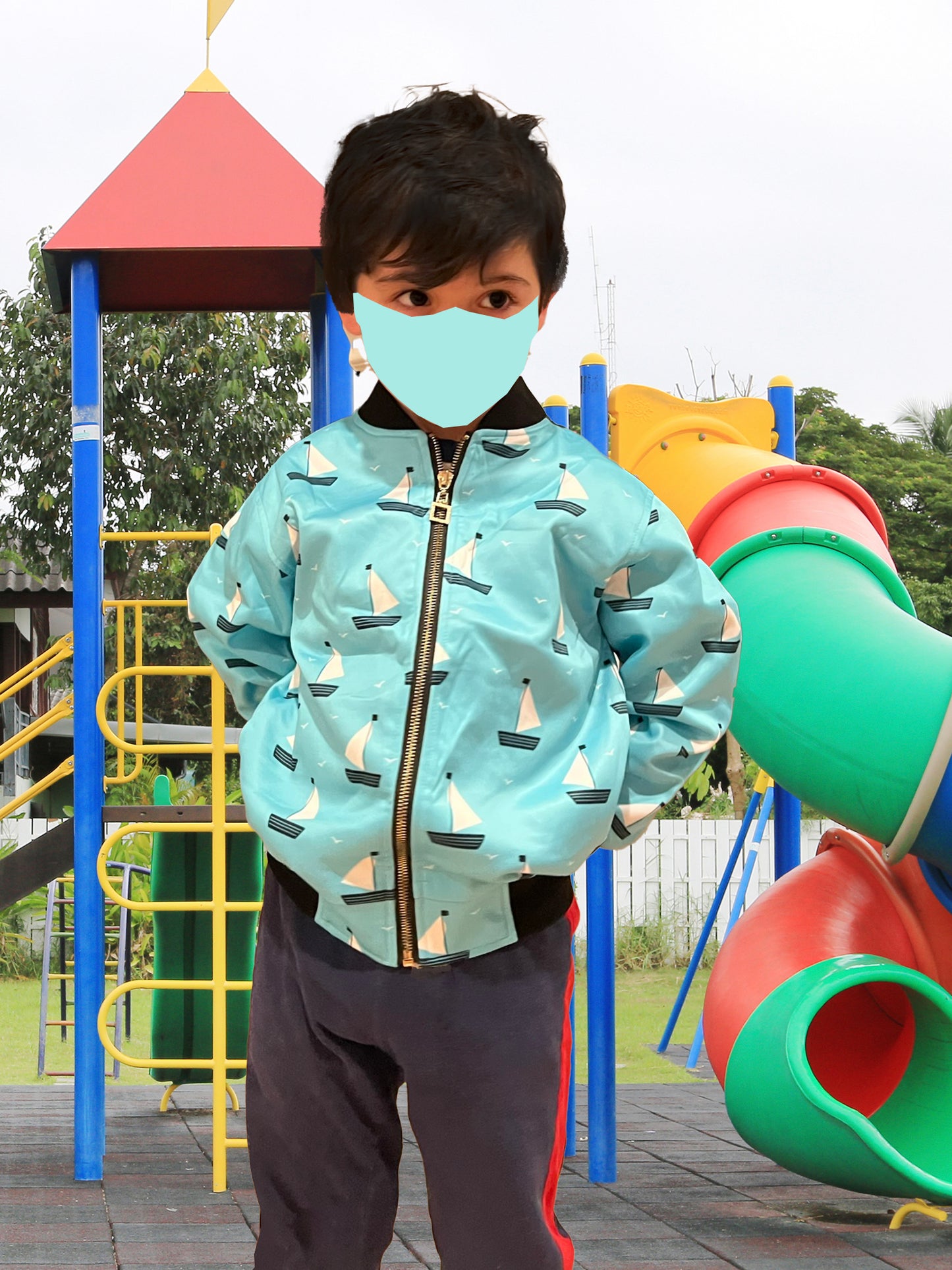 Summer Boats Kids Bomber Jacket