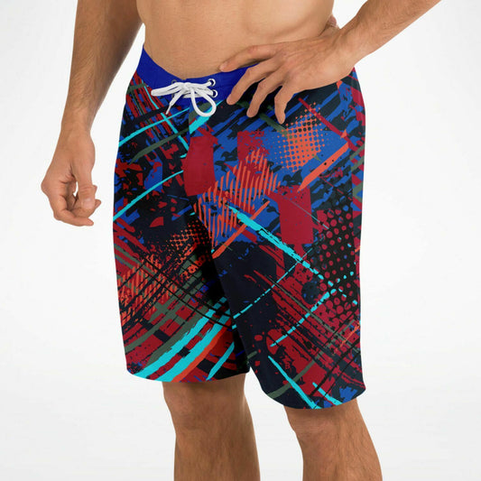 Abstract Red-Blue Men's Board Shorts