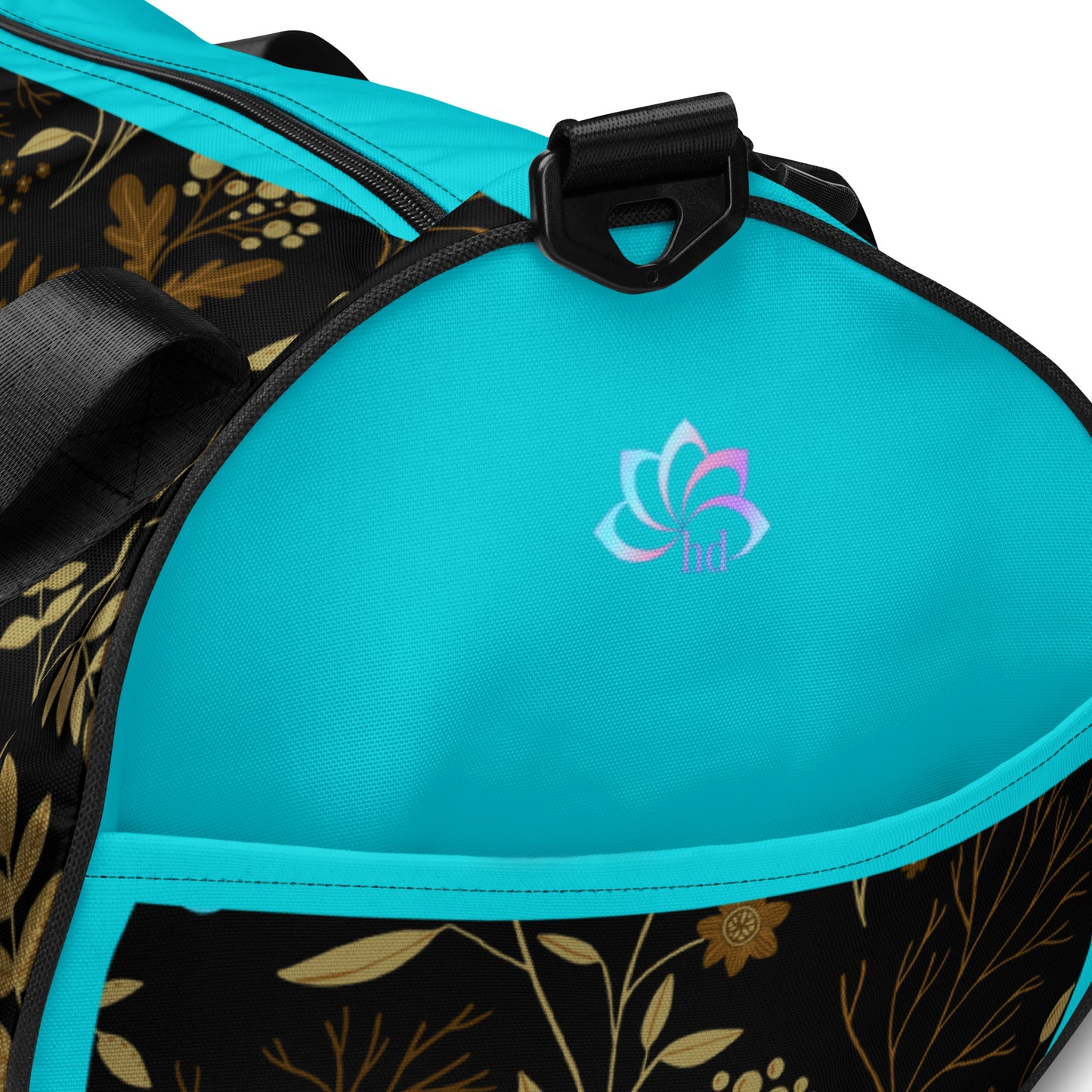 Dark Brown-Blue Flowers Gym Bag