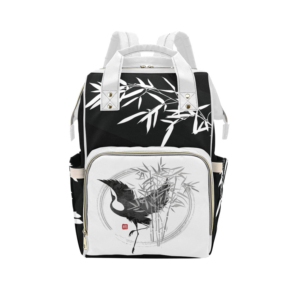 Bamboo and Crane Multipurpose Backpack/Diaper Bag